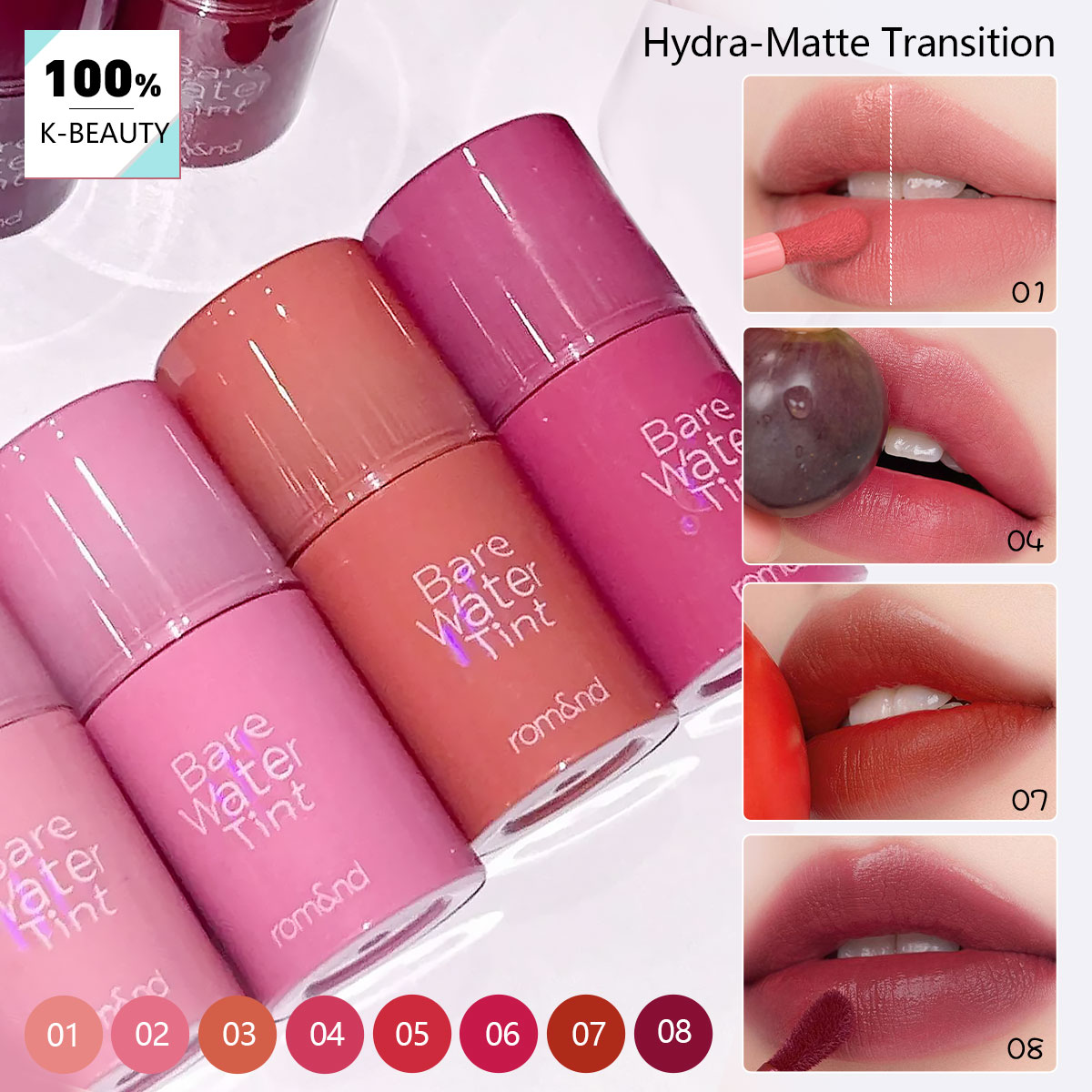 rom&nd BARE MOOL TINT,Water-Li - đánh giá và giá Lip Tint Korean