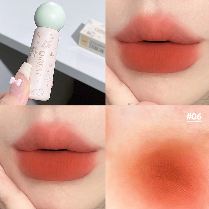 QIBEST Nude Matte Lip Mud Wate - đánh giá và giá Lip Tint Korean
