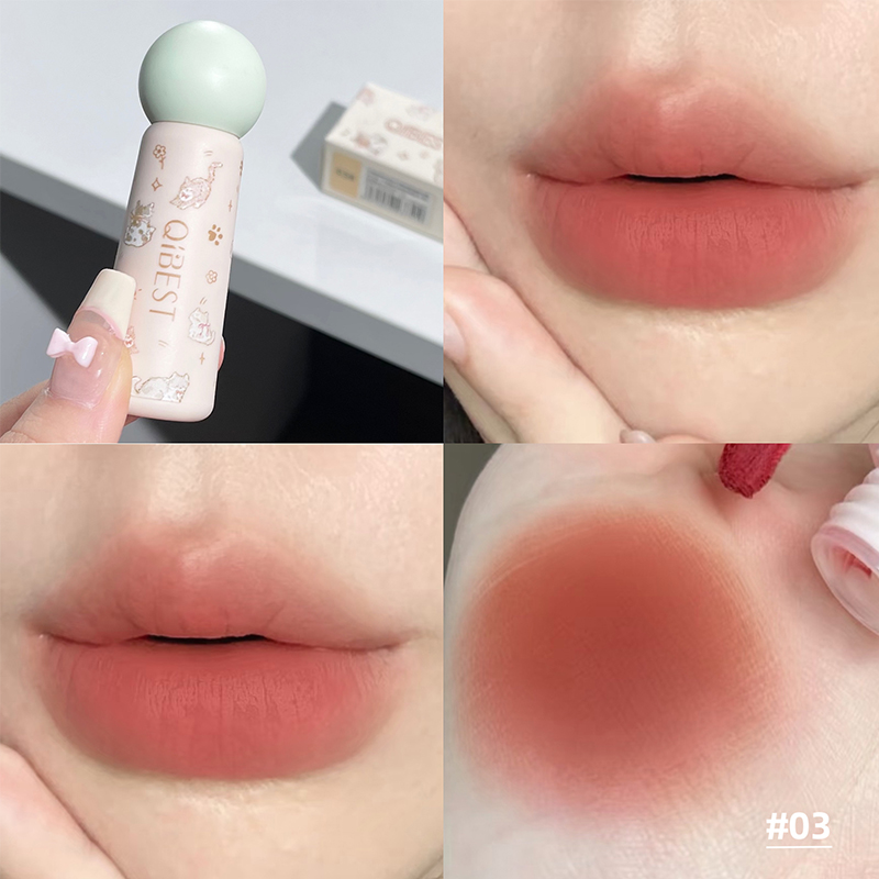QIBEST Nude Matte Lip Mud Wate - đánh giá và giá Lip Tint Korean